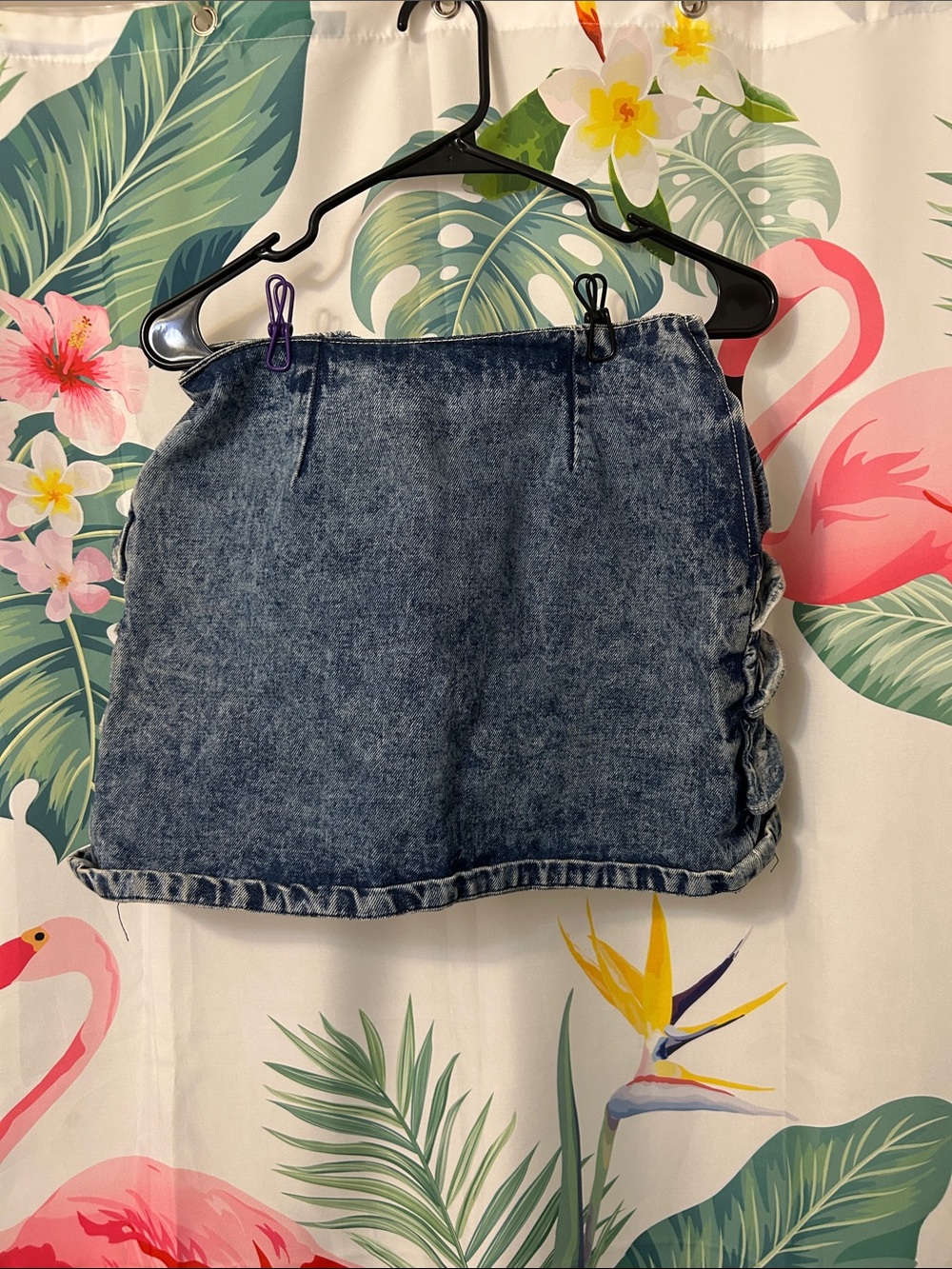 BONGO Acid Wash Blue Denim Mini Skirt